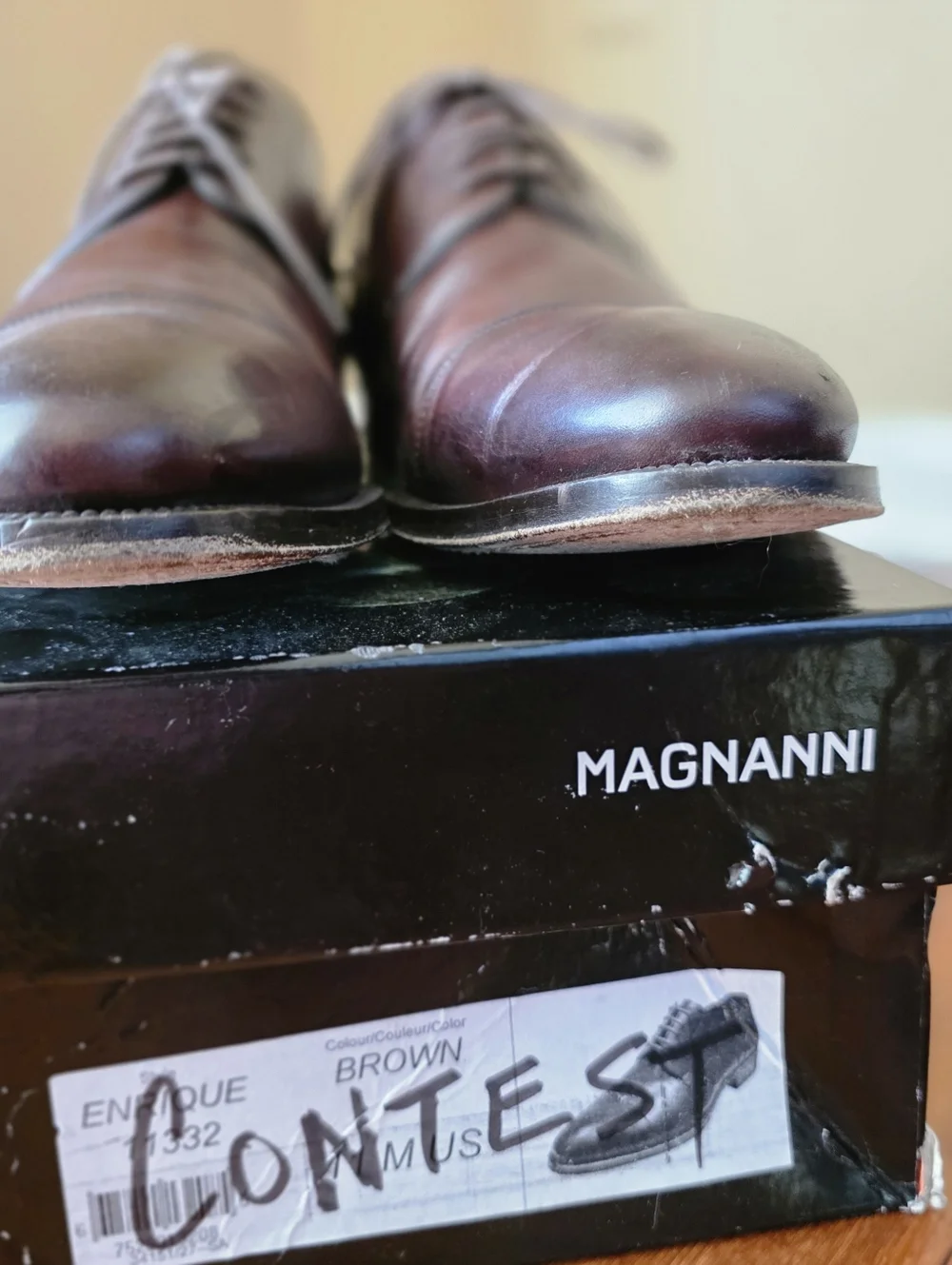 Magnanni Burnished Mahogany Brown Leather Cap Toe Oxford Shoes‎ Mens 11 M